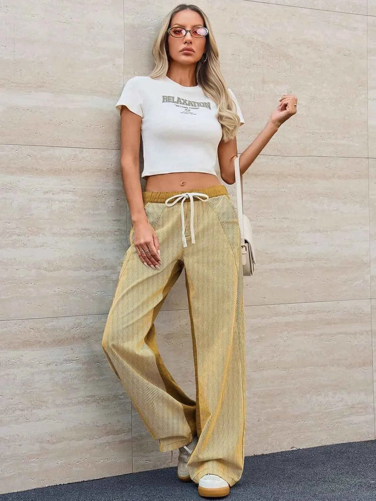 Striped Wide Leg Jeans