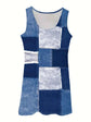 Patchwork Scoop Neck Denim Tank Dress