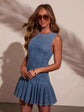 Sleeveless Denim Dress for Women with Cutout Back and Bow Tie - Trendy Casual Fashion