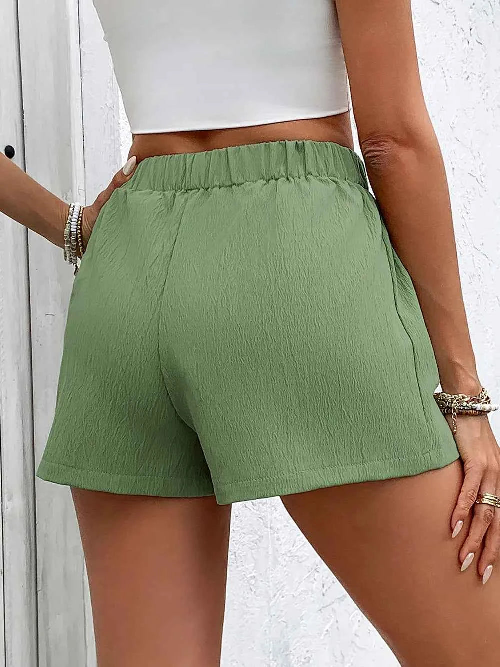 Perfee Tied Elastic Waist Shorts with Pockets for Ultimate Comfort