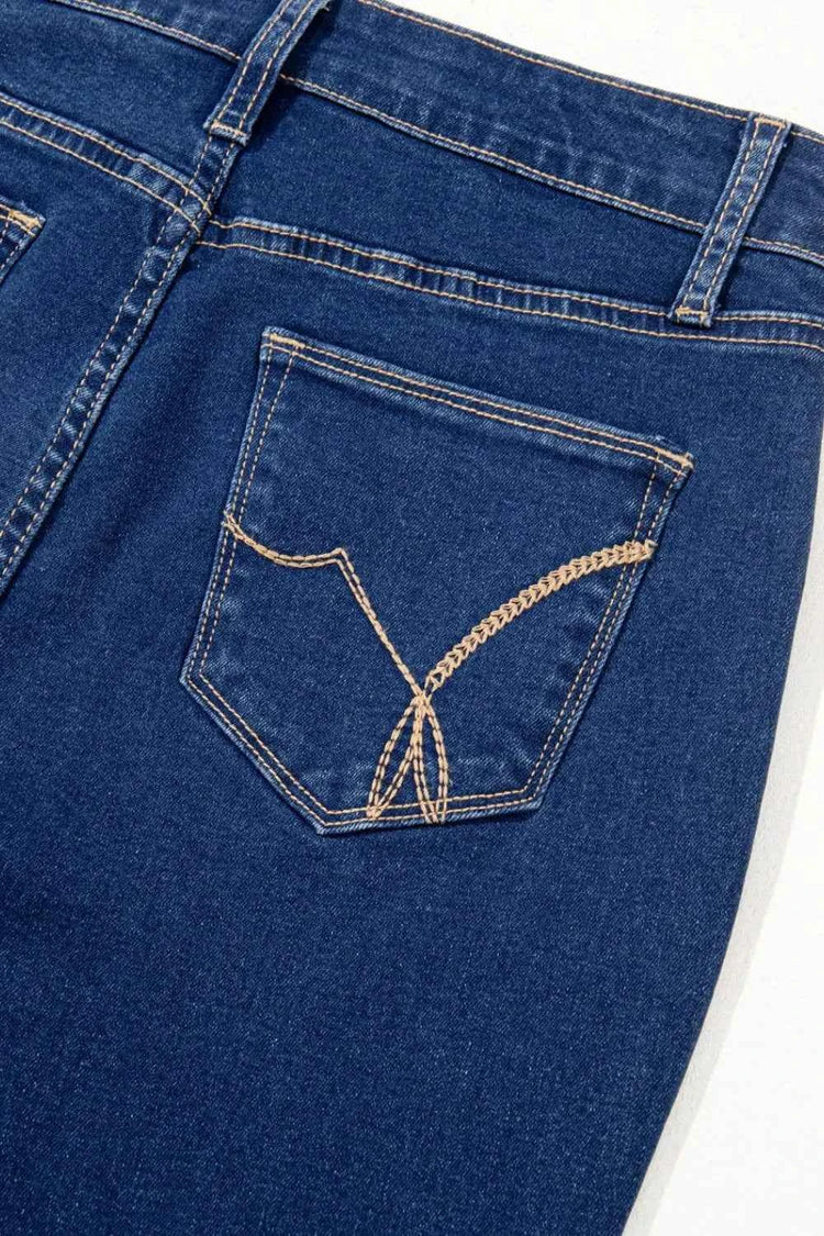 Center Seam Deep Wash Straight Jeans