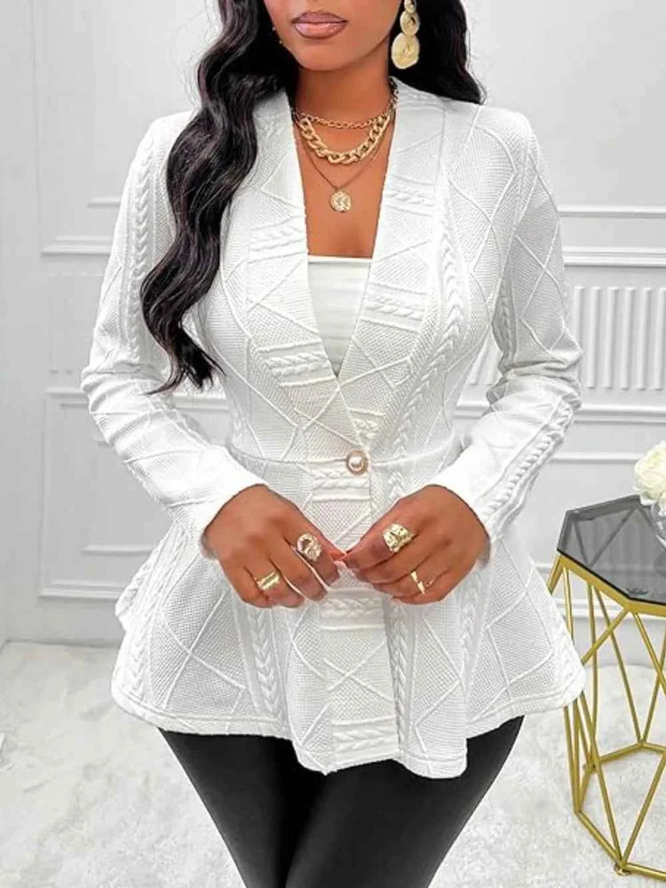 One Button Textured Peplum Cardigan