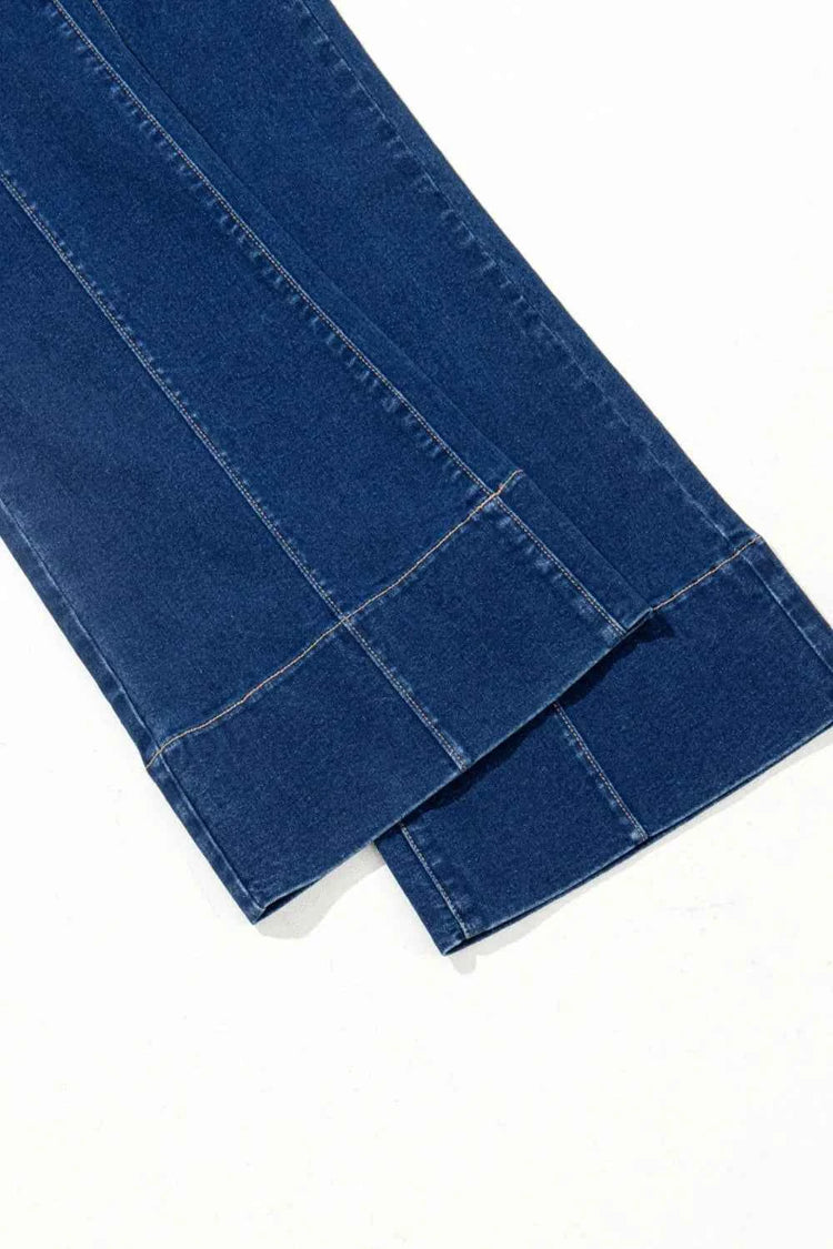 Center Seam Deep Wash Straight Jeans