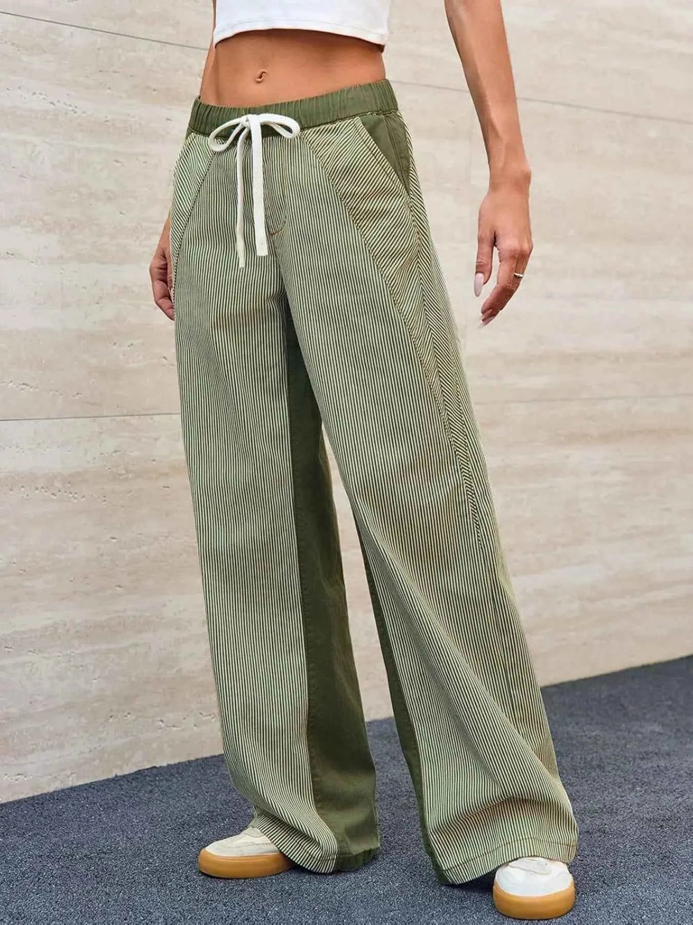 Striped Wide Leg Jeans