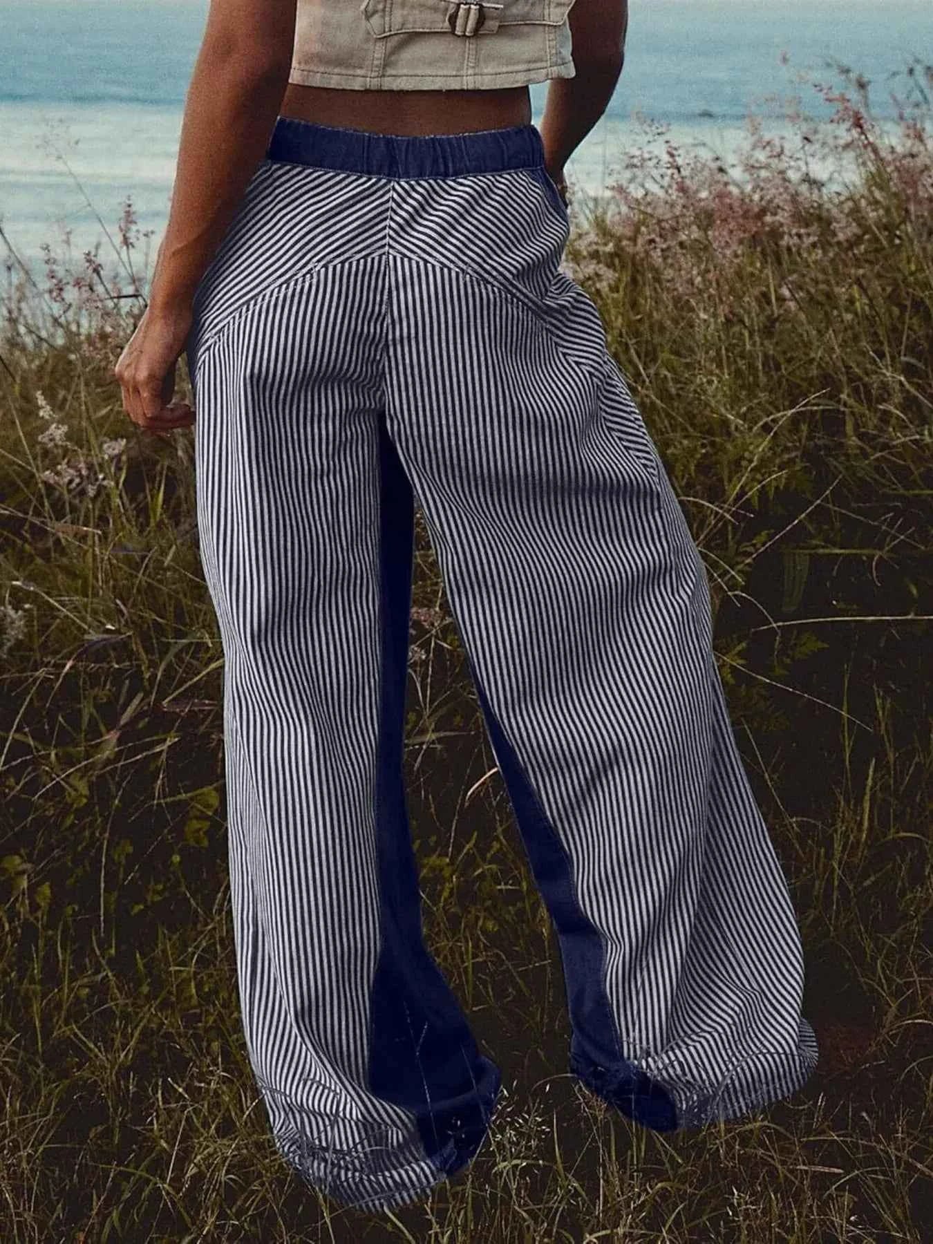 Striped Wide Leg Jeans