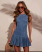 Sleeveless Denim Dress for Women with Cutout Back and Bow Tie - Trendy Casual Fashion