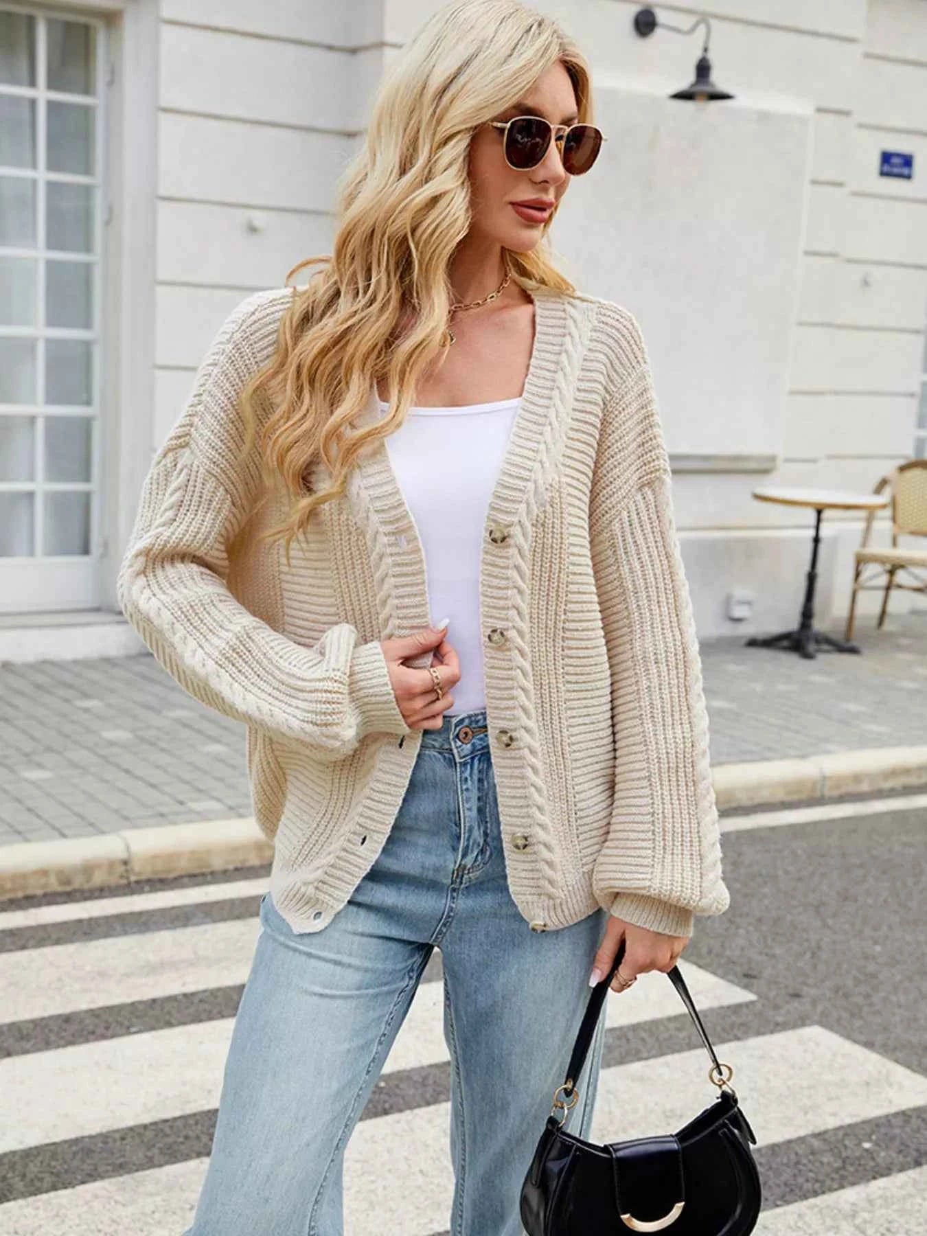 Button Up Long Sleeve Cardigan