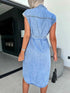 Collared Neck Cap Sleeve Denim Dress - Stylish Collared Denim Dress for Every Occasion