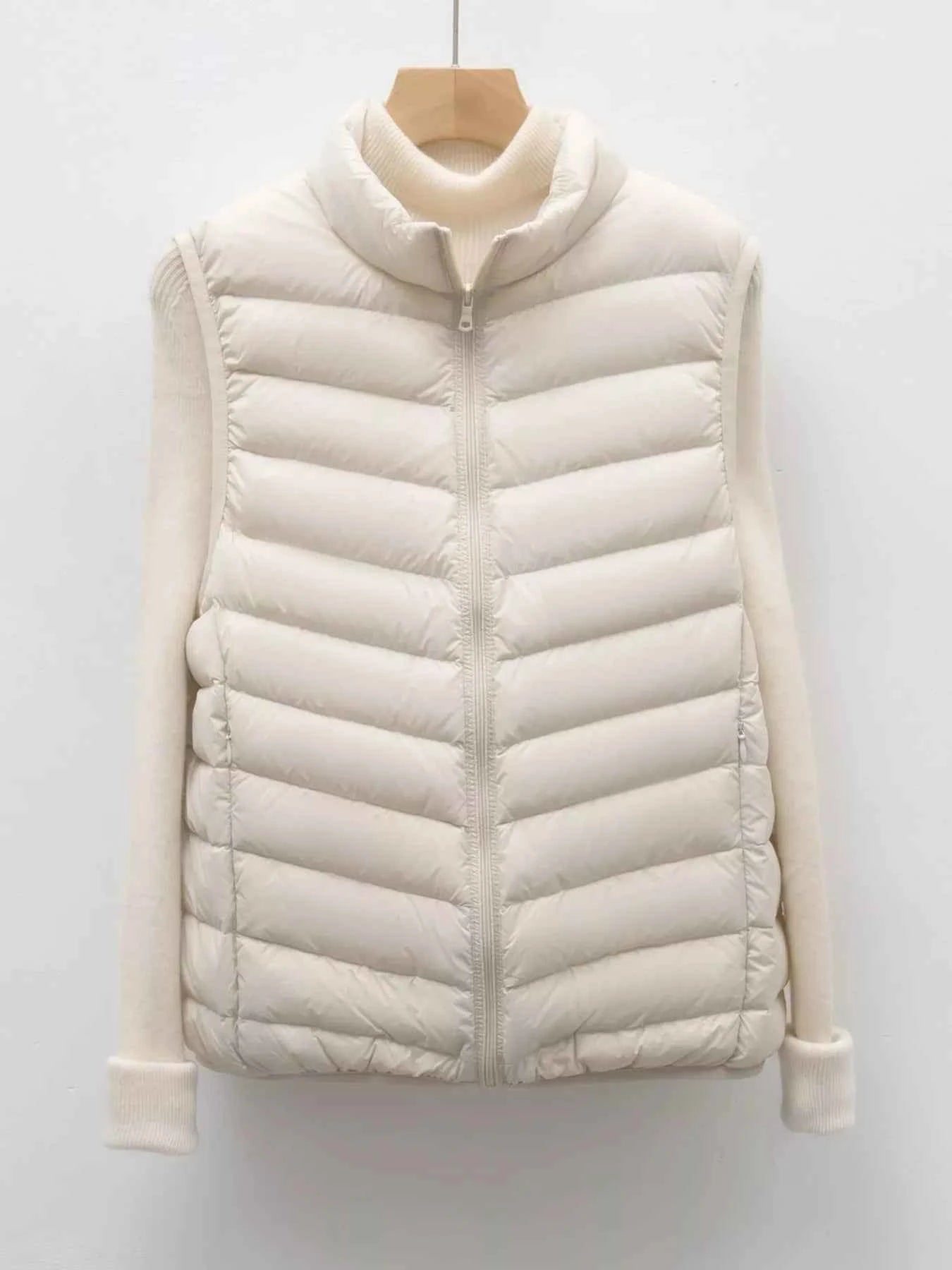 Quilted Zip Up Turtleneck Vest Coat