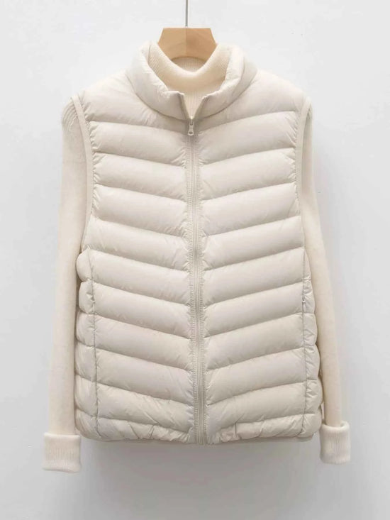 Quilted Zip Up Turtleneck Vest Coat