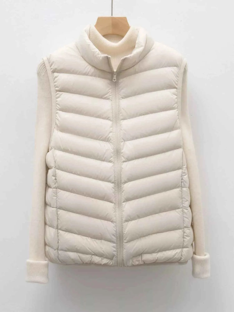 Quilted Zip Up Turtleneck Vest Coat