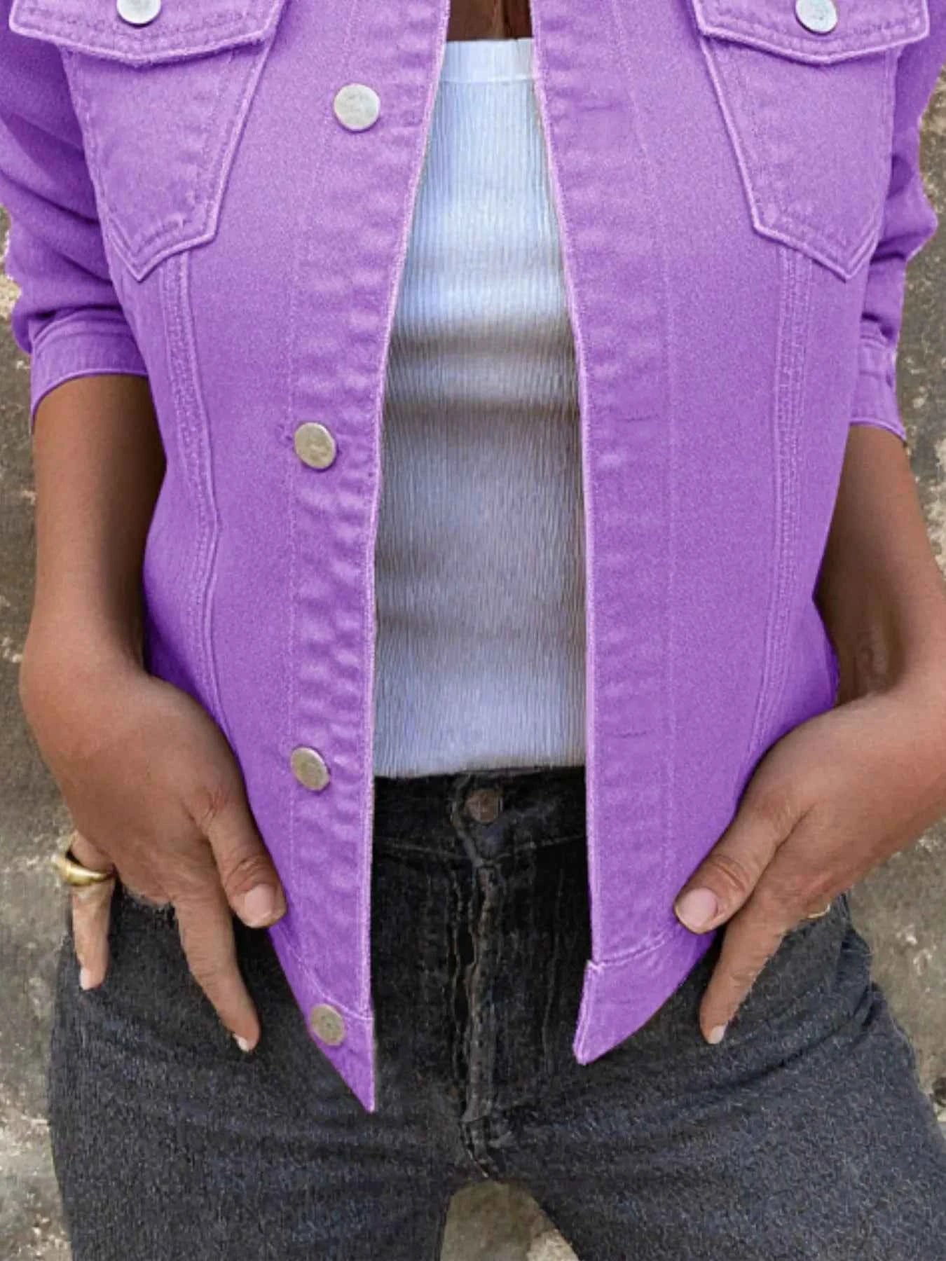 Button Front Denim Jacket for Effortless Style and Comfort