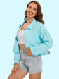Distressed Denim Jacket with Buttons Up