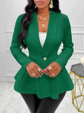 One Button Textured Peplum Cardigan