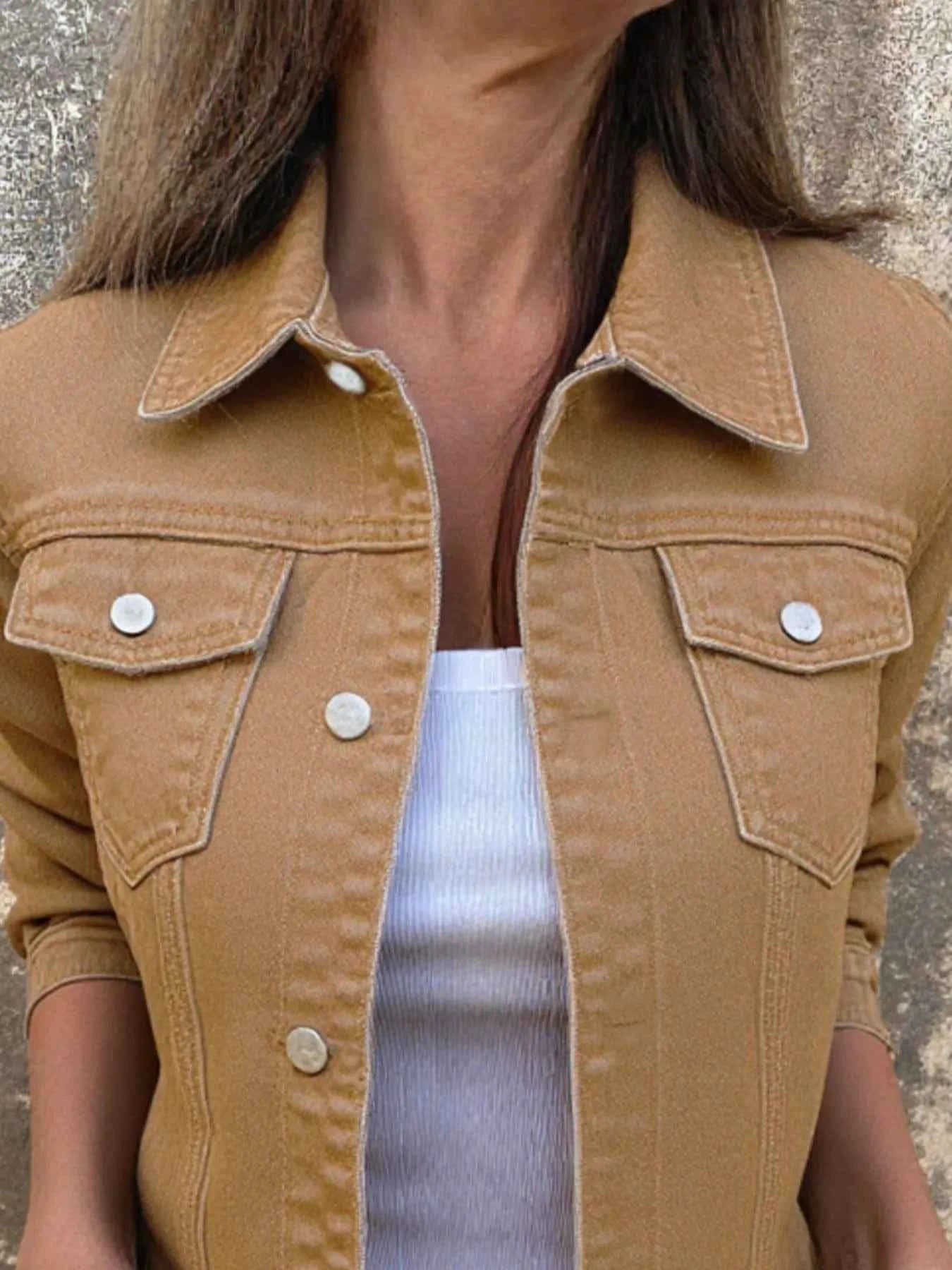 Button Front Denim Jacket for Effortless Style and Comfort