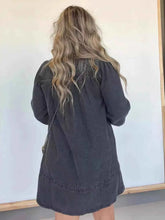 Full Size Button Front Long Sleeve Denim Dress Plus Size