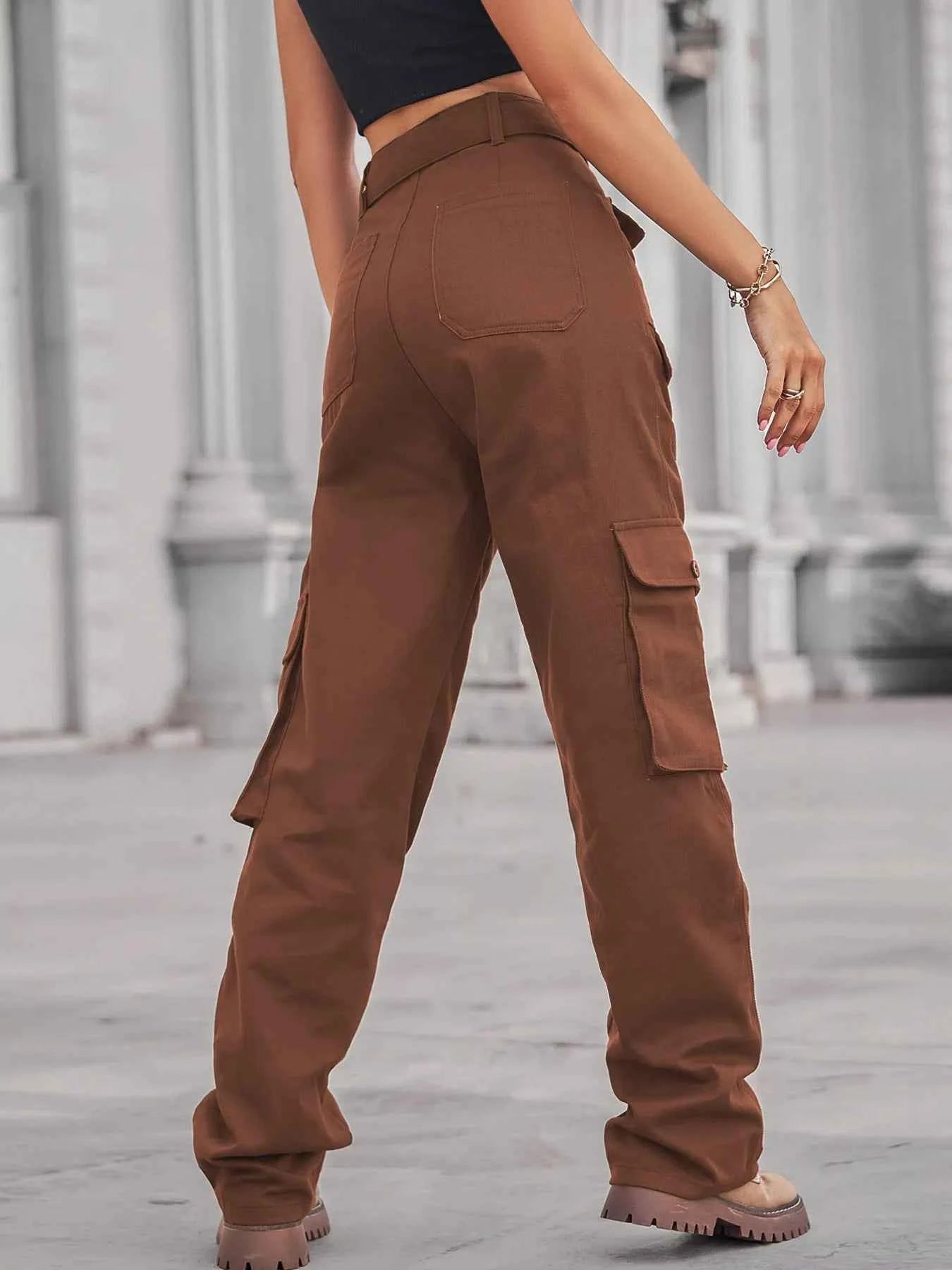 High-Waisted Cargo Jeans with Multi-Pocket Design for Ultimate Style and Comfort