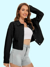 Distressed Denim Jacket with Buttons Up