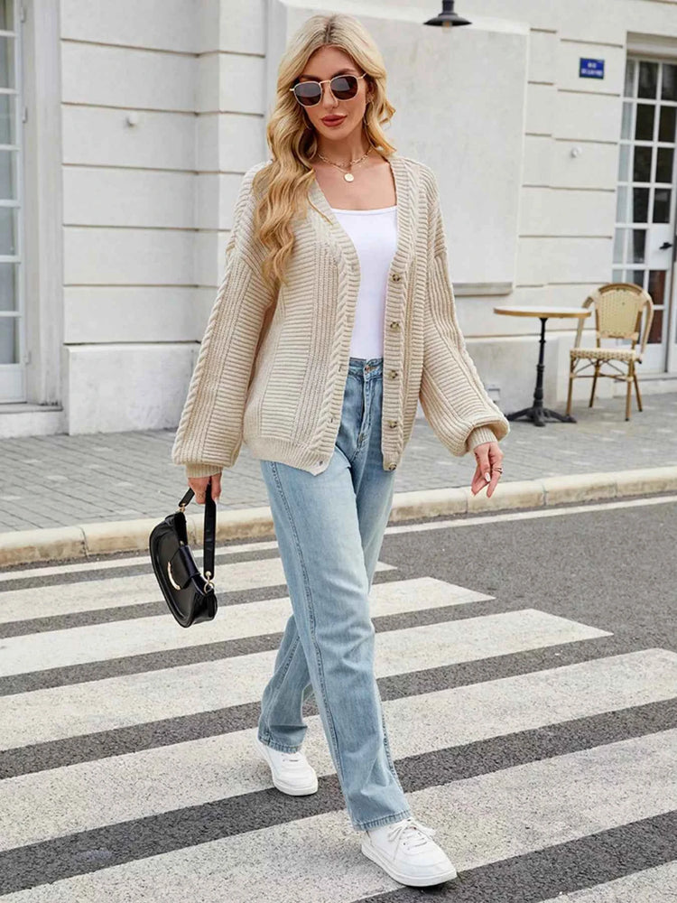 Button Up Long Sleeve Cardigan