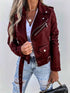Full Size Zip Up Leather Motorcycle Biker Jacket Plus Size