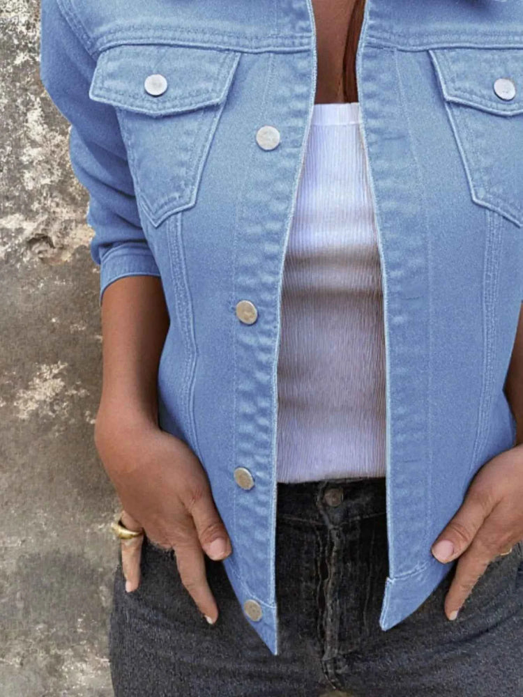 Button Front Denim Jacket for Effortless Style and Comfort