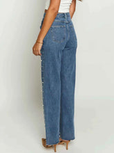 Pearl Embellished High Waist Jeans for Effortless Style and Comfort
