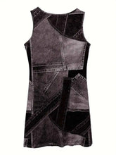 Patchwork Scoop Neck Denim Tank Dress
