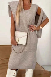 Turtleneck Dropped Shoulder Sweater and Dress Sweater Set