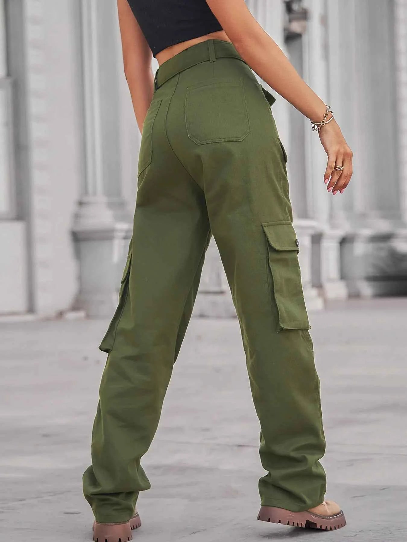 High-Waisted Cargo Jeans with Multi-Pocket Design for Ultimate Style and Comfort