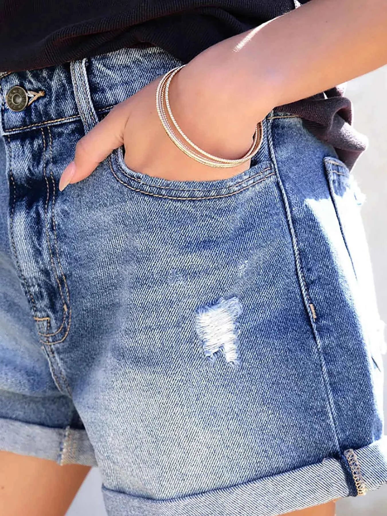 Distressed Denim Shorts for Trendy Summer Style