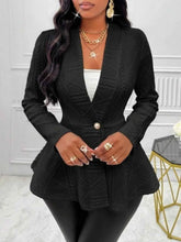 One Button Textured Peplum Cardigan