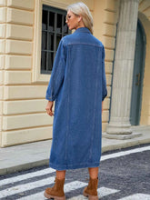 Button Up Long Sleeve Longline Denim Jacket for Stylish Layering