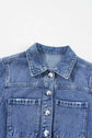 Chest Pocket Front Buttoned Folded Edge Denim Short Sleeve Romper