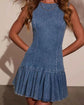 Sleeveless Denim Dress for Women with Cutout Back and Bow Tie - Trendy Casual Fashion