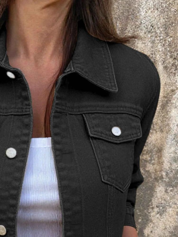 Button Front Denim Jacket for Effortless Style and Comfort