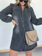 Full Size Button Front Long Sleeve Denim Dress Plus Size