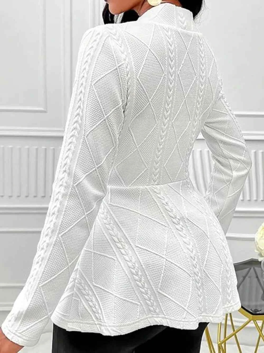 One Button Textured Peplum Cardigan