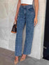 Pearl Embellished High Waist Jeans for Effortless Style and Comfort