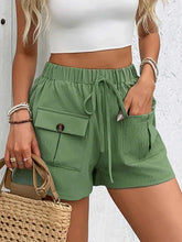 Perfee Tied Elastic Waist Shorts with Pockets for Ultimate Comfort