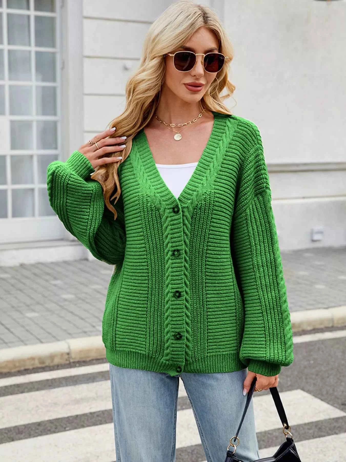 Button Up Long Sleeve Cardigan