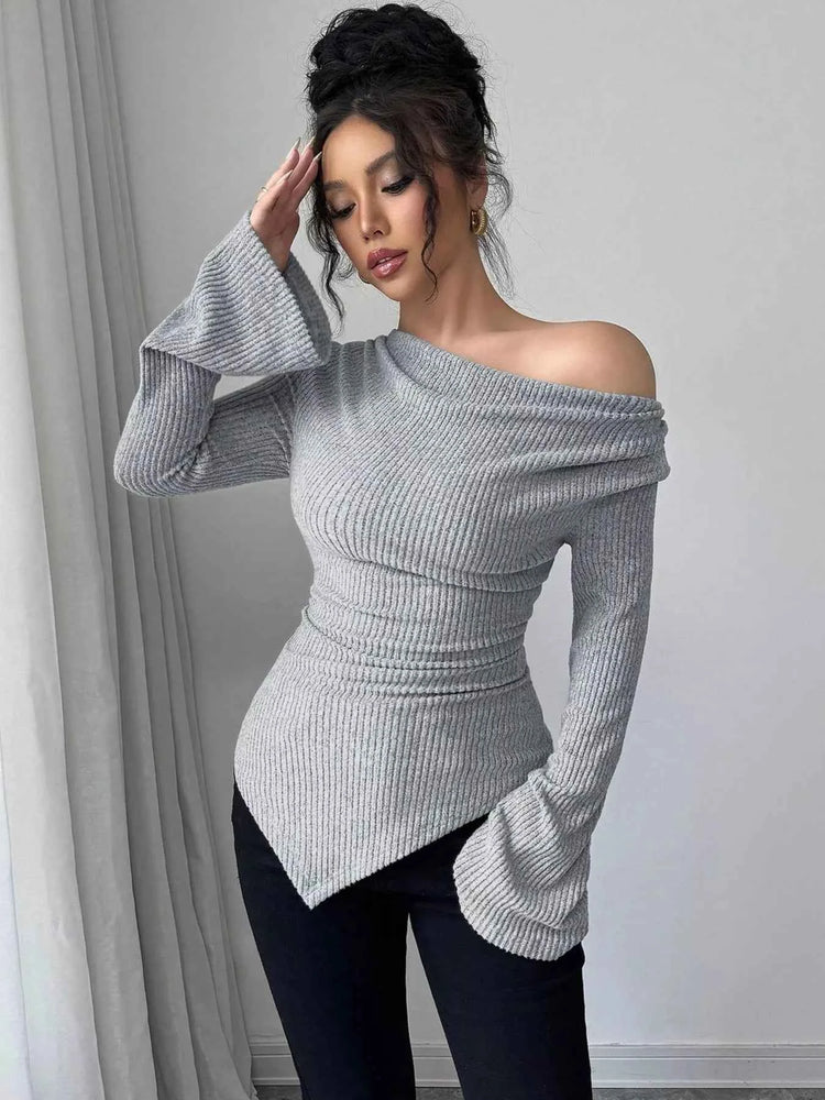 Cowl Neck Flare Sleeve Top for Trendy Comfort and Style