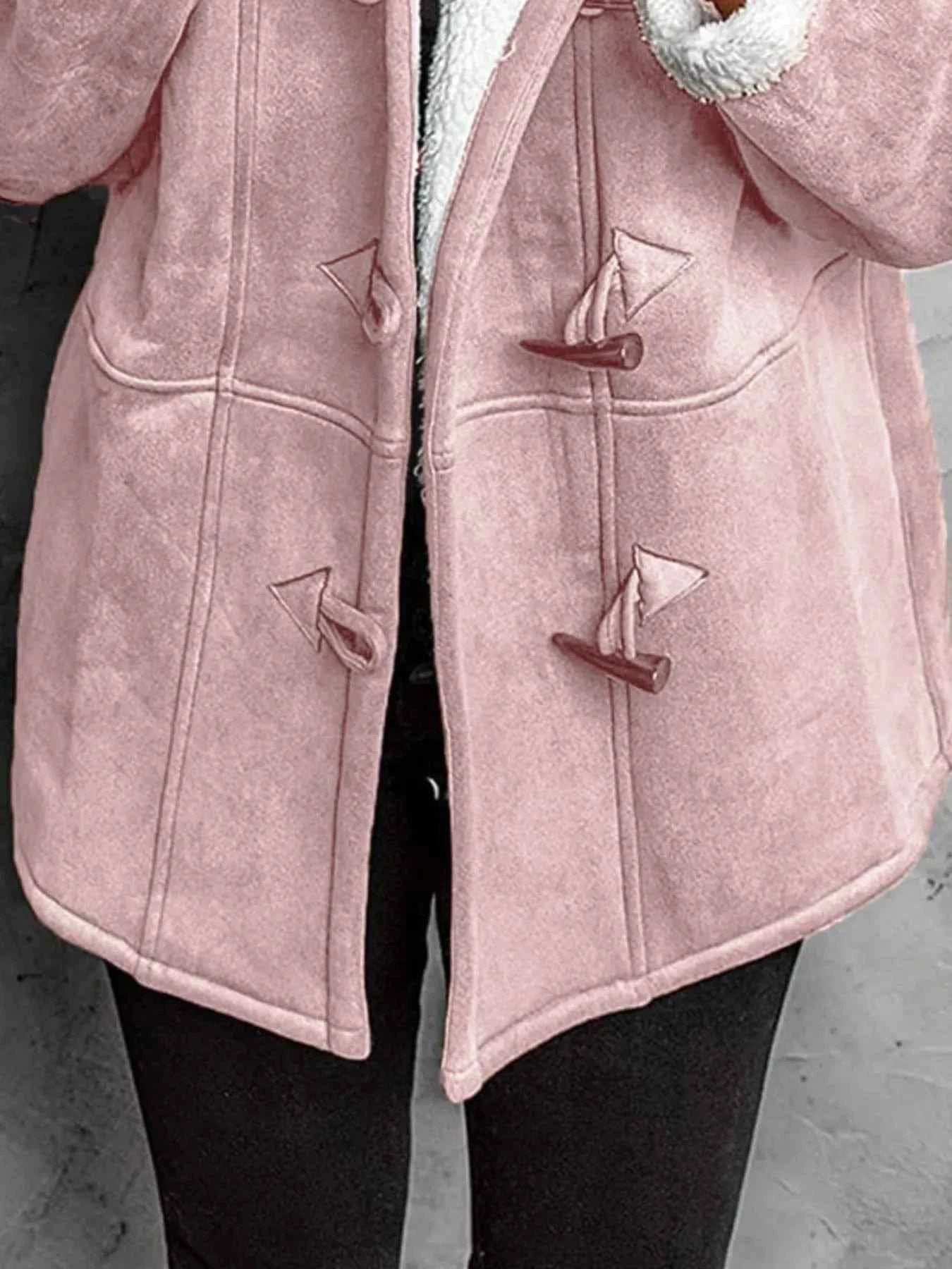 Full Size Cozy Sherpa Lined Toggle Coat with Hood Plus Size