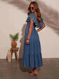 Off Shoulder Ruffle Tiered Denim Dress