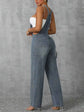 Zip Front Wide Strap Denim Overalls