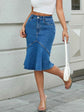 High Waist Denim Skirt with Mermaid Hem