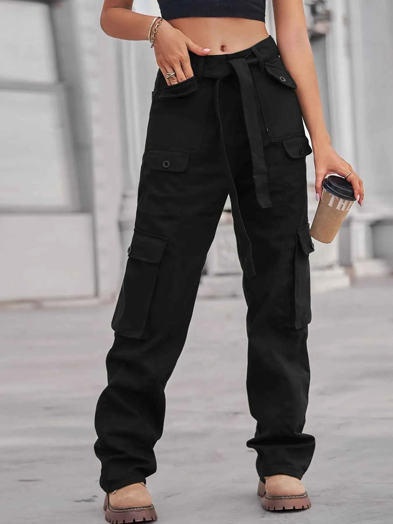 High-Waisted Cargo Jeans with Multi-Pocket Design for Ultimate Style and Comfort