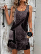 Patchwork Scoop Neck Denim Tank Dress