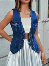 V-Neck Denim Vest with Button-Front for Effortless Style