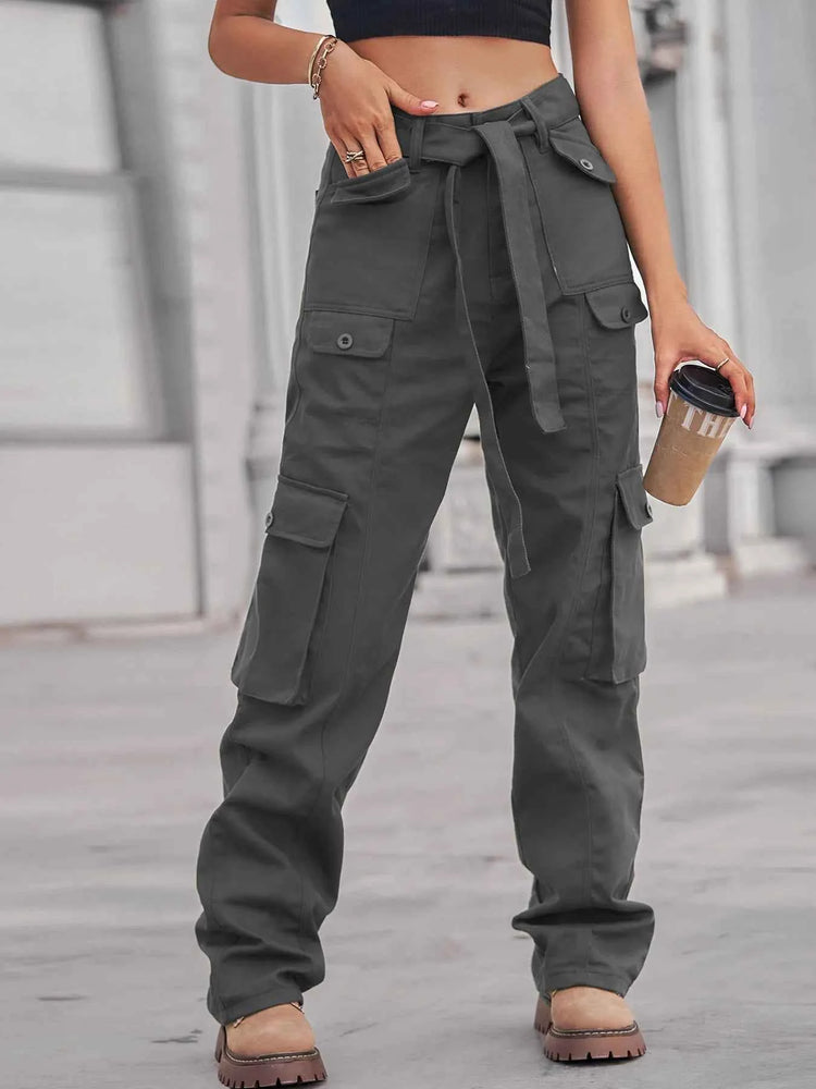 High-Waisted Cargo Jeans with Multi-Pocket Design for Ultimate Style and Comfort
