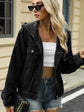 Washed Button Up Hooded Denim Jacket